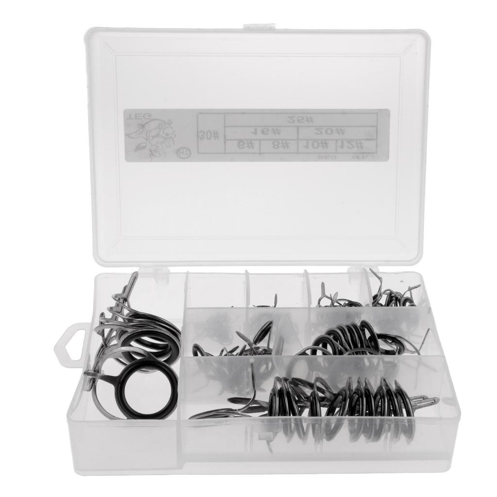 75x Stainless Steel Fishing Rod Guide Ring Rod Repair Kit DIY Tip Ring