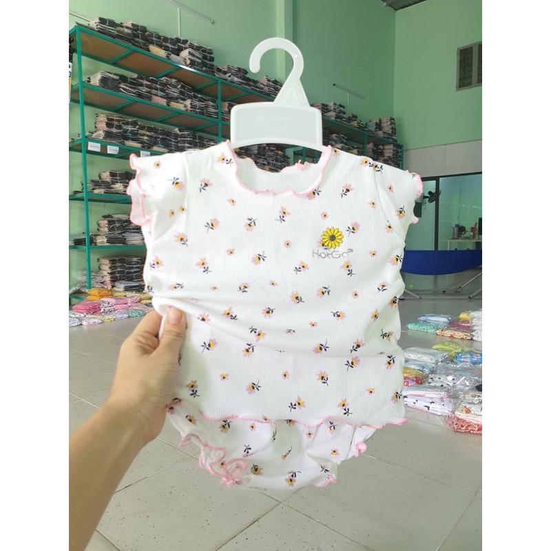 Bộ thun cotton mát Hotga Bé gái đồ bộ sơ sinh cho bé gái từ 3-11kg