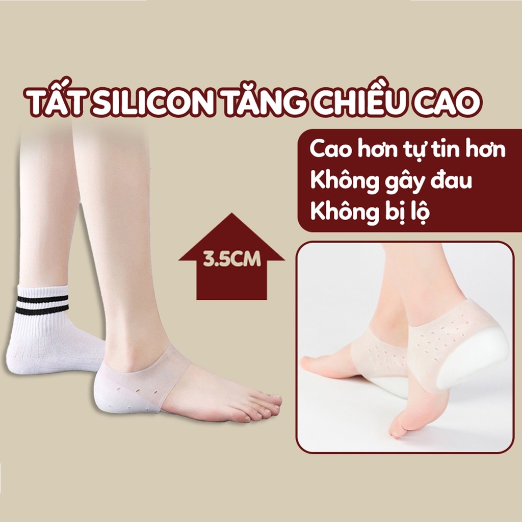 Miếng tất vớ độn lót giày tăng chiều cao silicon cho nam nữ 3.5 cm êm chân chống trượt - 1 Cặp