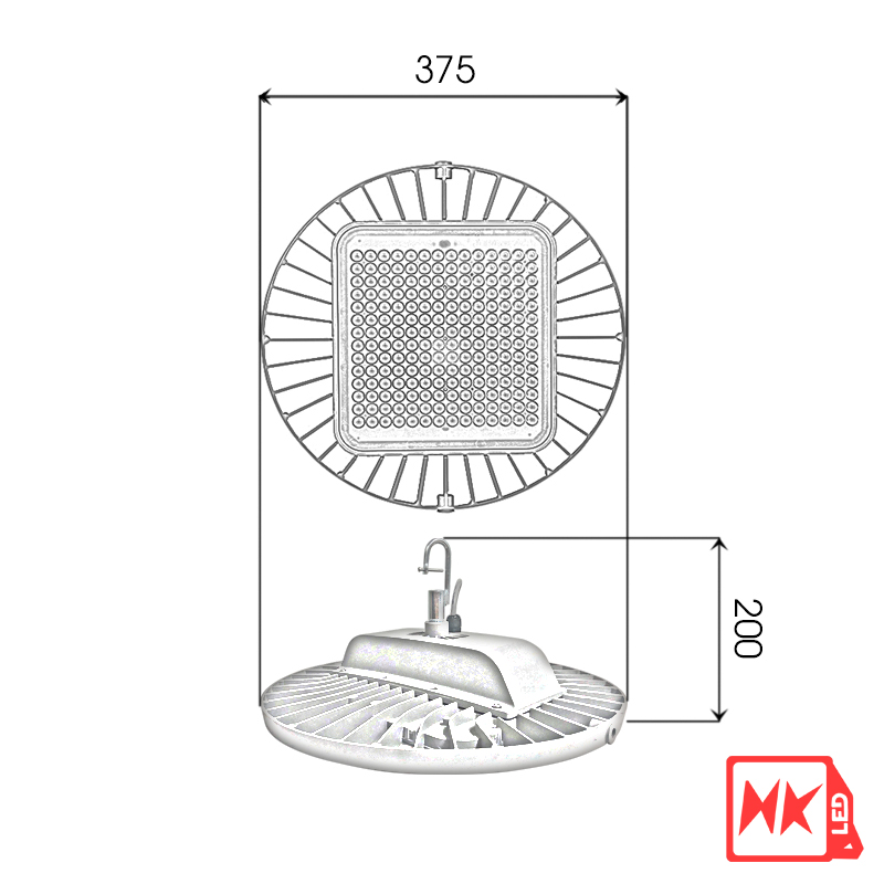 HKLED - Đèn nhà thi đấu, nhà xưởng UFO OEM Philips 100W - DNXUP100