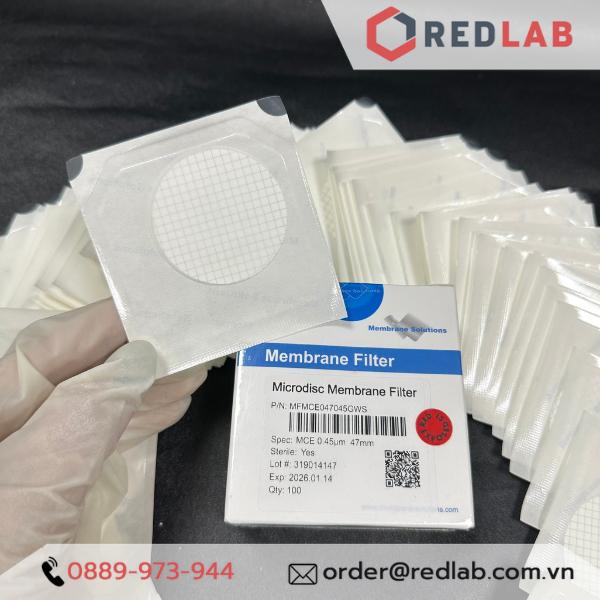 Màng lọc vi sinh MCE đường kính 47mm, lỗ lọc 0.45 µm, tiệt trùng từng tờ , microdisc membrane filter