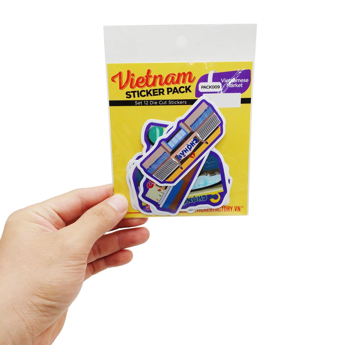 Bộ 12 Hình Dán Vietnamese Market - Die Cut Sticker Pack - Stickerfactory PACK009