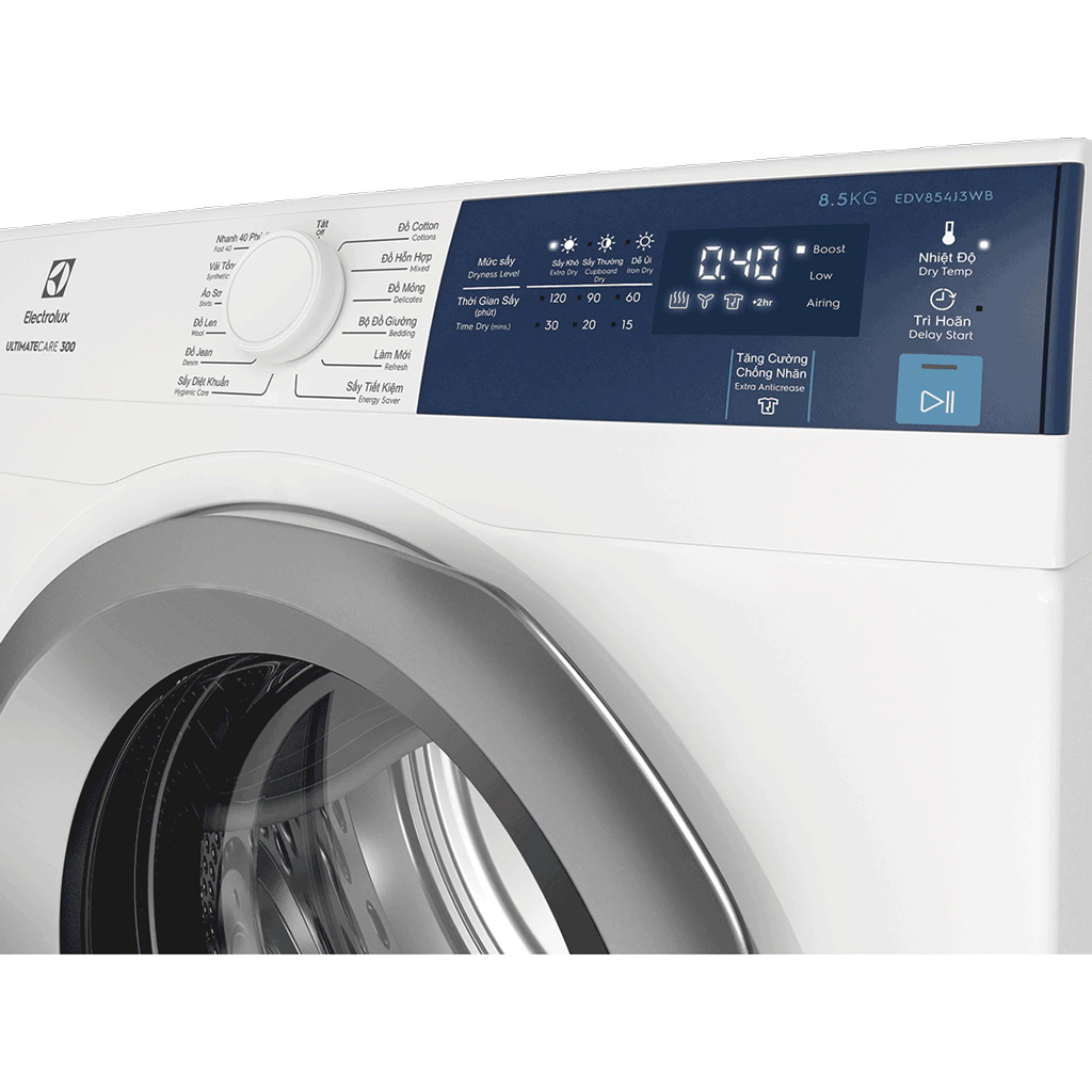 Máy sấy quần áo Electrolux 8.5 kg EDV854J3WB Trắng - Hàng chính hãng