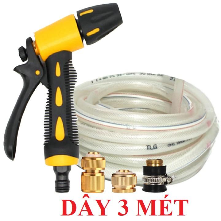 ️ Bộ dây vòi xịt nước rửa xe, tưới cây ,tăng áp 3 lần,loại 3m,5m 206319 đầu đồng,cút đồng,nối đồng+ mở chai