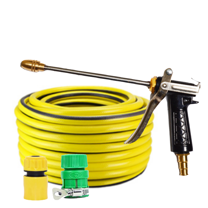 Bộ dây vòi xịt nước rửa xe, tưới cây đa năng, tăng áp 3 lần, loại 7m,10m 206318 đầu đồng, cút, nối PE - Vòi dài, vàng10m