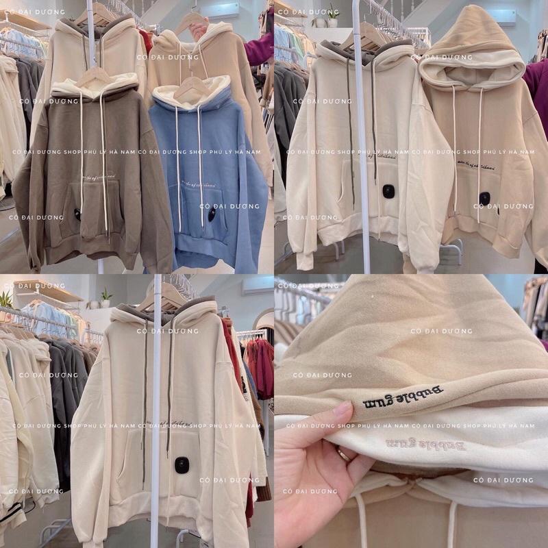 Áo nỉ hoodie chữ bụng 2 mũ