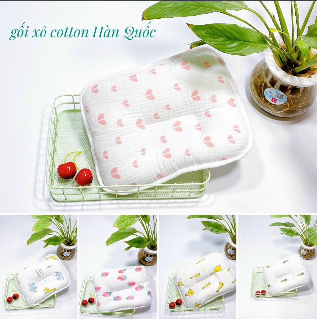 Gối xô nhăn cotton Woori, gối xô xuất Hàn cho bé sơ sinh (Giao hình ngẫu nhiên)