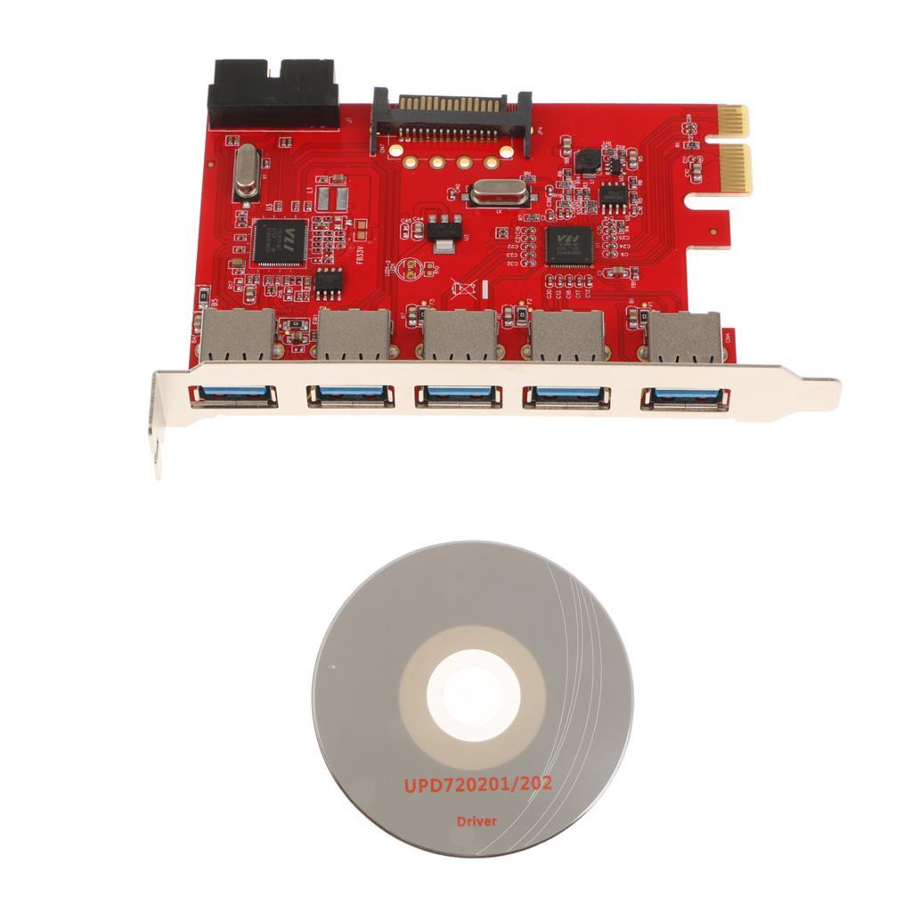 PCI-E to USB 3.0 5Port  Expansion Card with 20 pin for Desktop