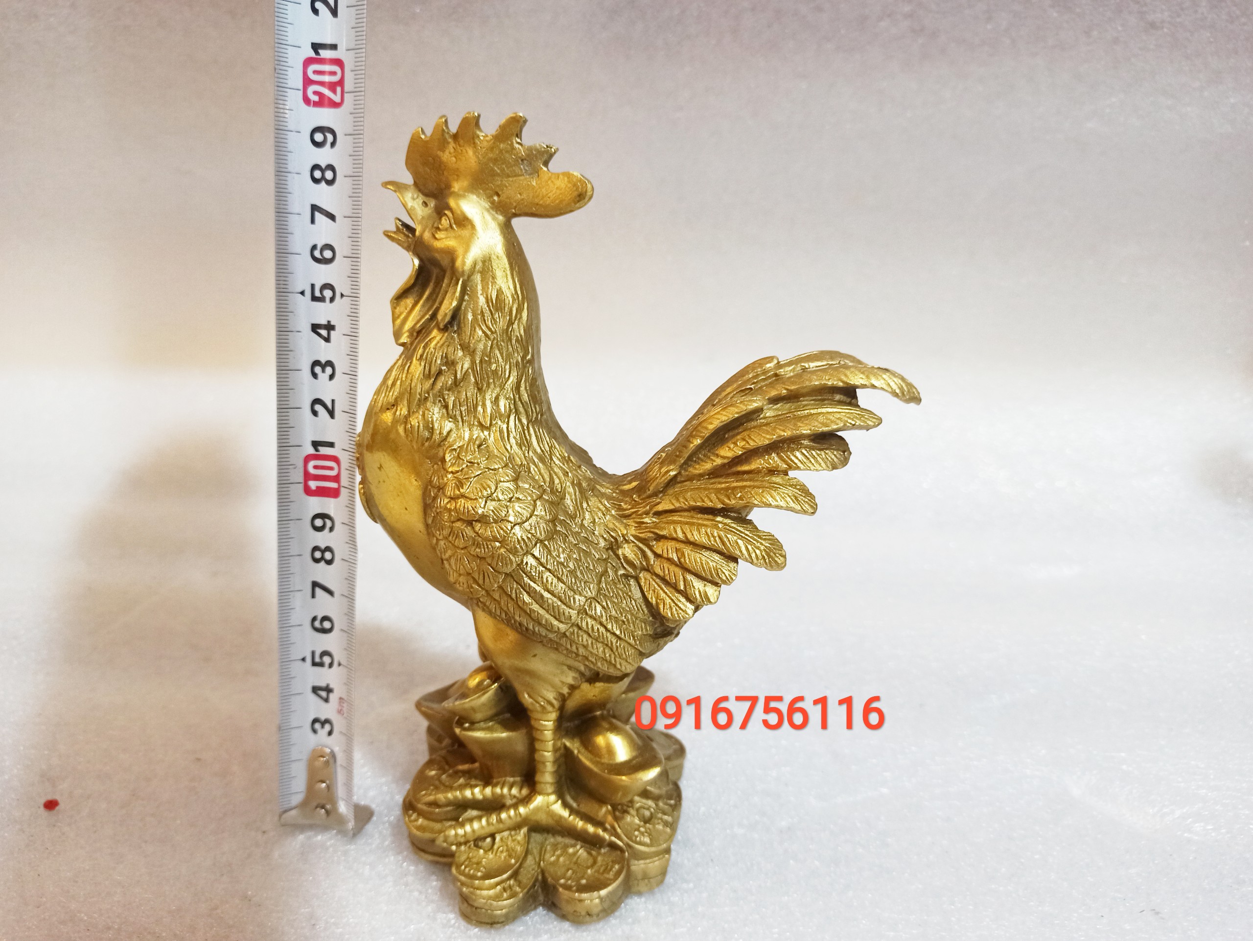Tượng Gà Trống Bằng Đồng Thau cao 20cm-Linh vật phong thủy