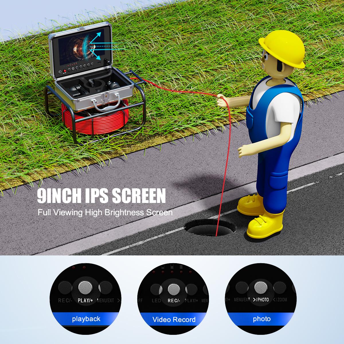 Swer Camera 23MM Ống Kiểm Tra Camera 9 "Đầu Ghi Hình Màn Hình Borescope IP68 Cống Cống Đường Ống Nội Soi Công Nghiệp Với Thẻ 16G
