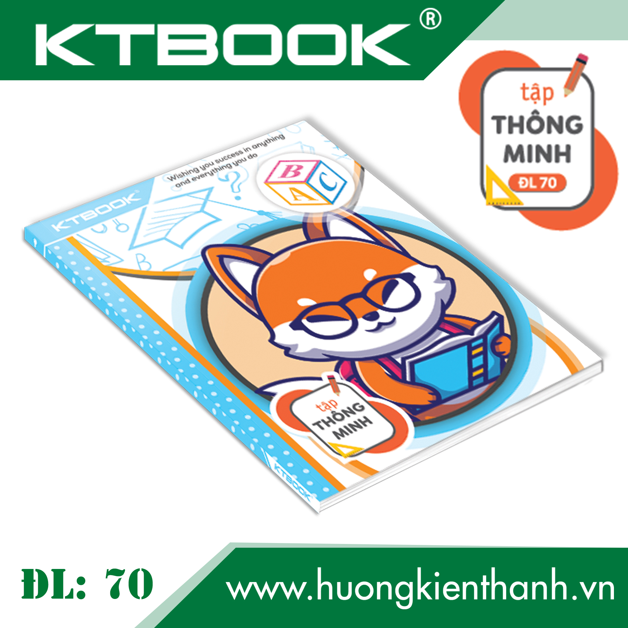 Gói 10 cuốn Tập Học Sinh Cao Cấp KTBOOK Thông Minh giấy trắng tốt ĐL 70 - 96 trang