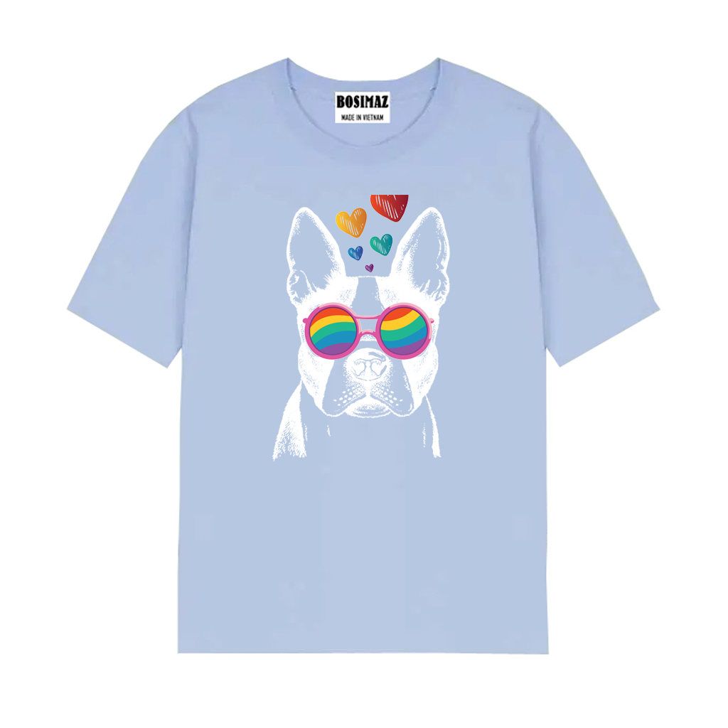 Áo thun Unisex Bosimaz TS017 cổ tròn tay lỡ phom rộng in hình chó, thun contton 100%, vải đẹp dày, thoáng mát không xù lông.