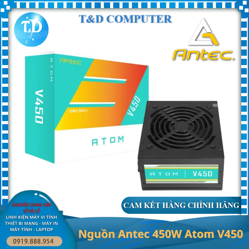 Nguồn Antec 450W Atom V450 công suất thực - Hàng chính hãng Khải Thiên phân phối