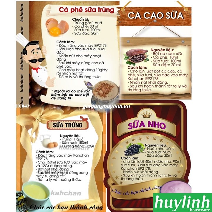 Máy đánh sữa tạo bọt, pha cacao Kahchan EP2178 - 450ml - Hàng chính hãng