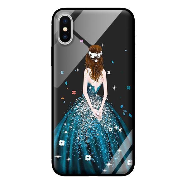 Ốp kính cường lực cho iPhone XS Cô Gái Váy Xanh - Hàng chính hãng