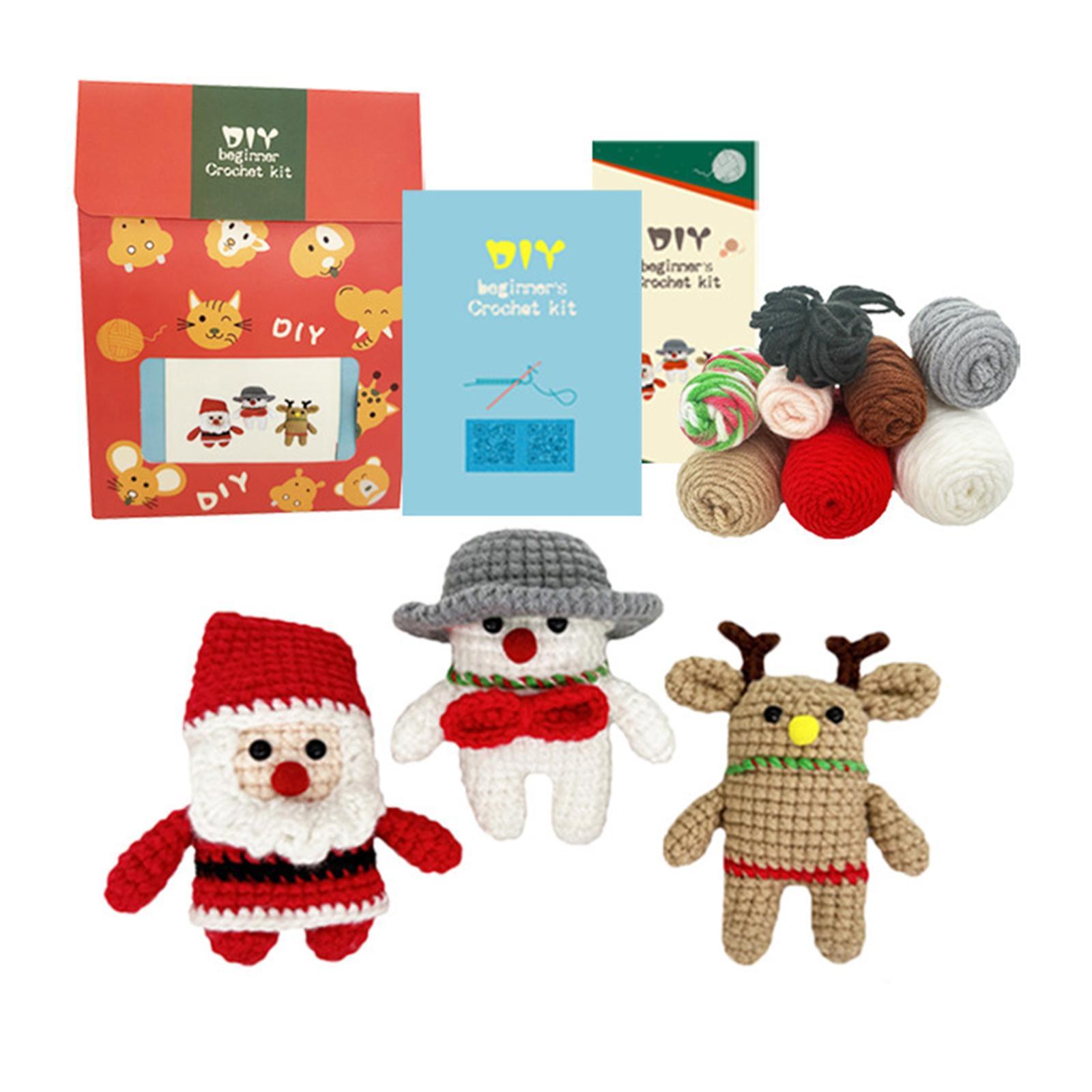 Doll Crochet Materials Set Christmas Doll Crochet  Deer Toy Party Cute Practical Crafts DIY Crochet Doll Set for Kids Teens