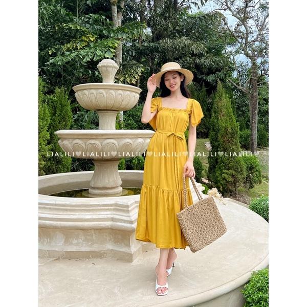 Đầm cánh tiên form dài vải linen lụa ít thích hợp mặc đi biển dạo phố - THIẾT KẾ TỪ LIALILI