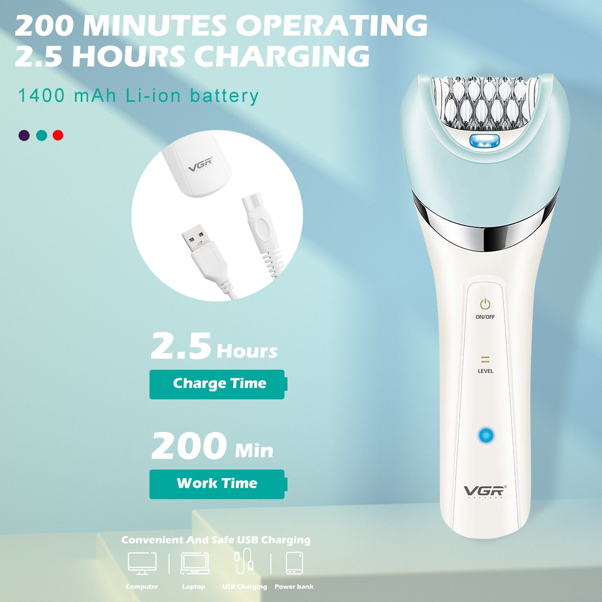 Máy Cạo Lông Điện VGR Voyager V-703 Đa năng 5 Trong 1 Máy Cạo Lông Nữ Chân Thân Tóc Vùng Bikini Massage Mặt