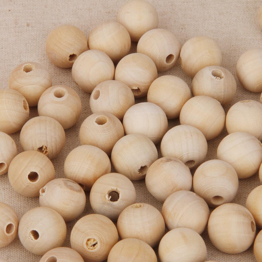 50x 6mm + 50x 10mm Wood Wooden Rustic Beads For Crafts DIY Home Holiday