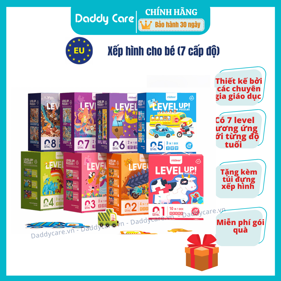 Bộ xếp hình cho bé Mideer Puzzles Level Up, Đồ chơi giáo dục trẻ em từ 1,2,3,4,5,6,7 tuổi