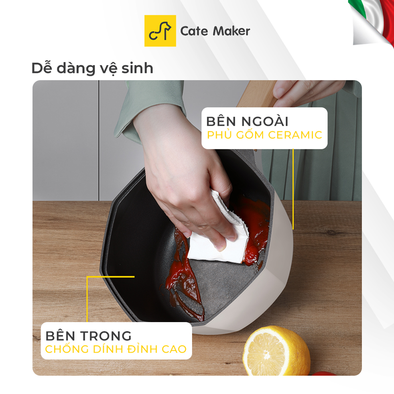 Nồi cán dài/ quánh Cate-Maker INFINITE SERIES GYL-BJ18NB, size 18cm, thiết kế thông minh, dùng cho mọi loại bếp