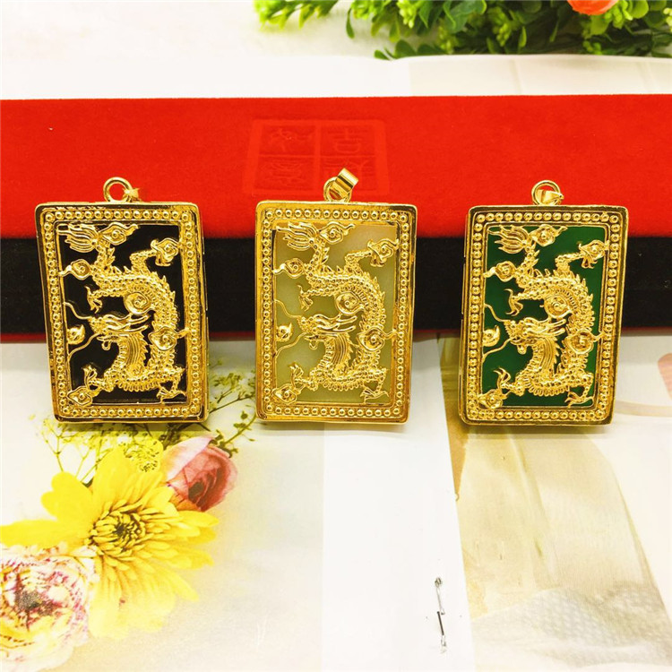 Mặt dây chuyền Rồng bay lượn nam và nữ mặt chữ nhật