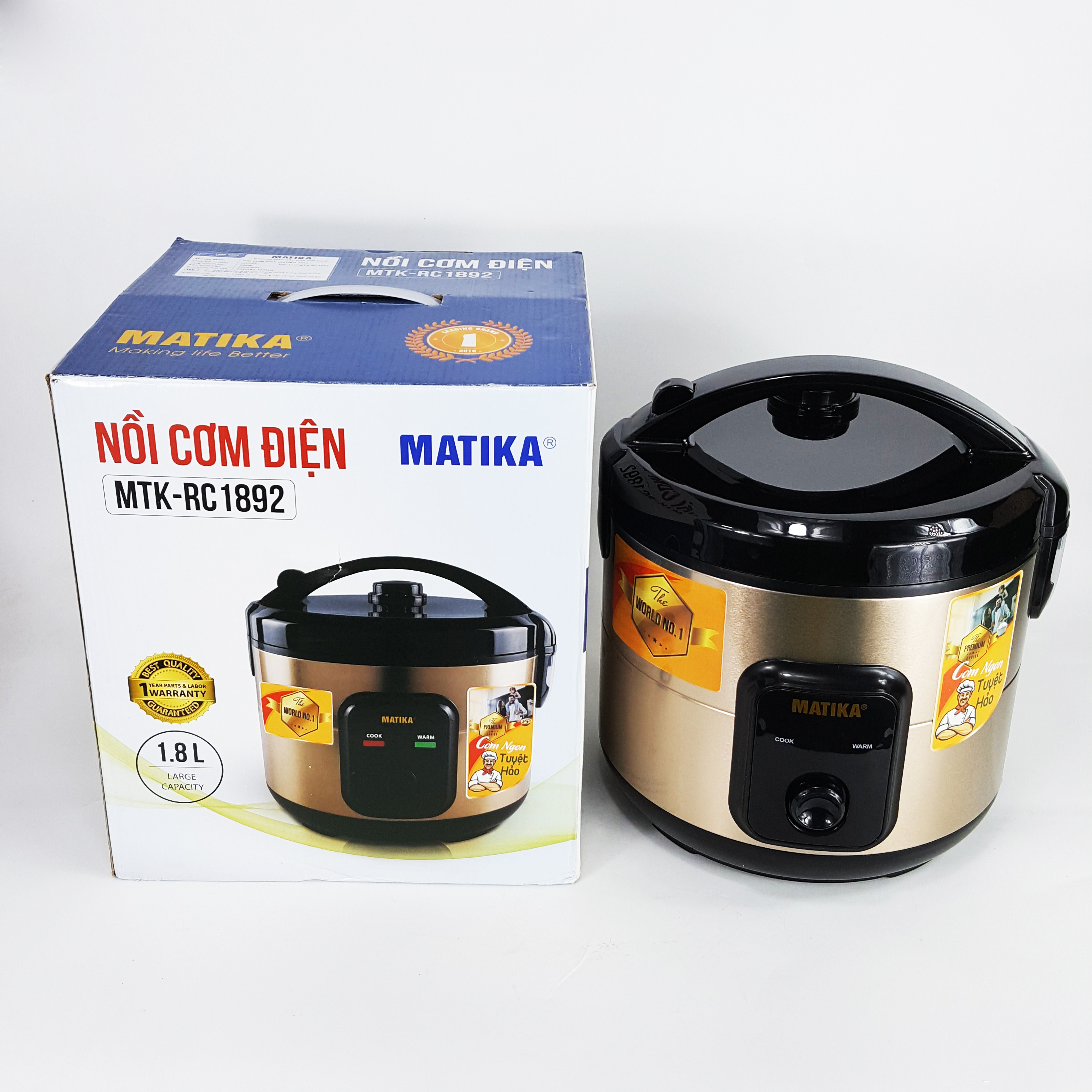 Nồi cơm điện cao cấp Matika MTK-RC 1892 đáy tròn - Hàng chính hãng