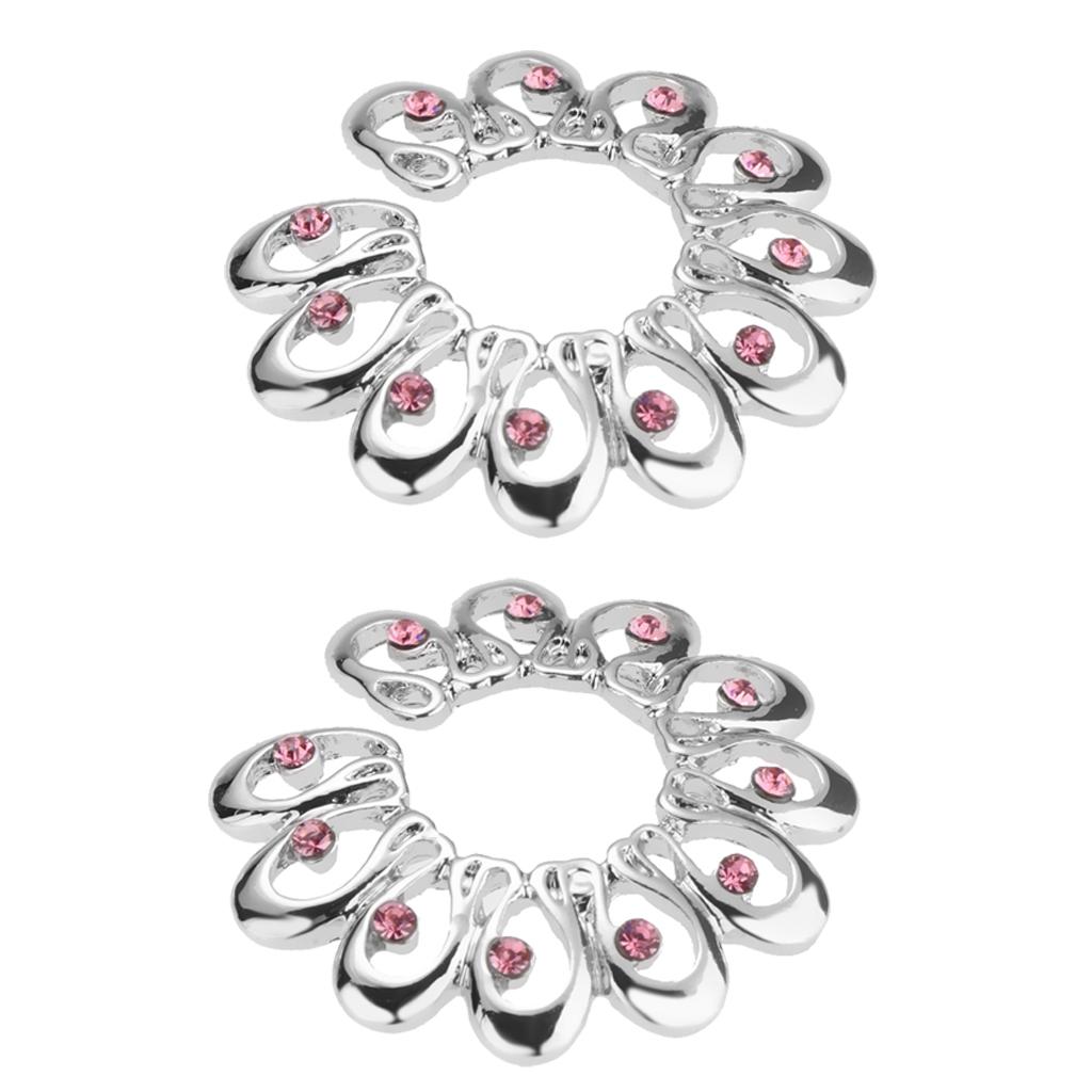 2 Pair Stainless Steel Crystal Floral