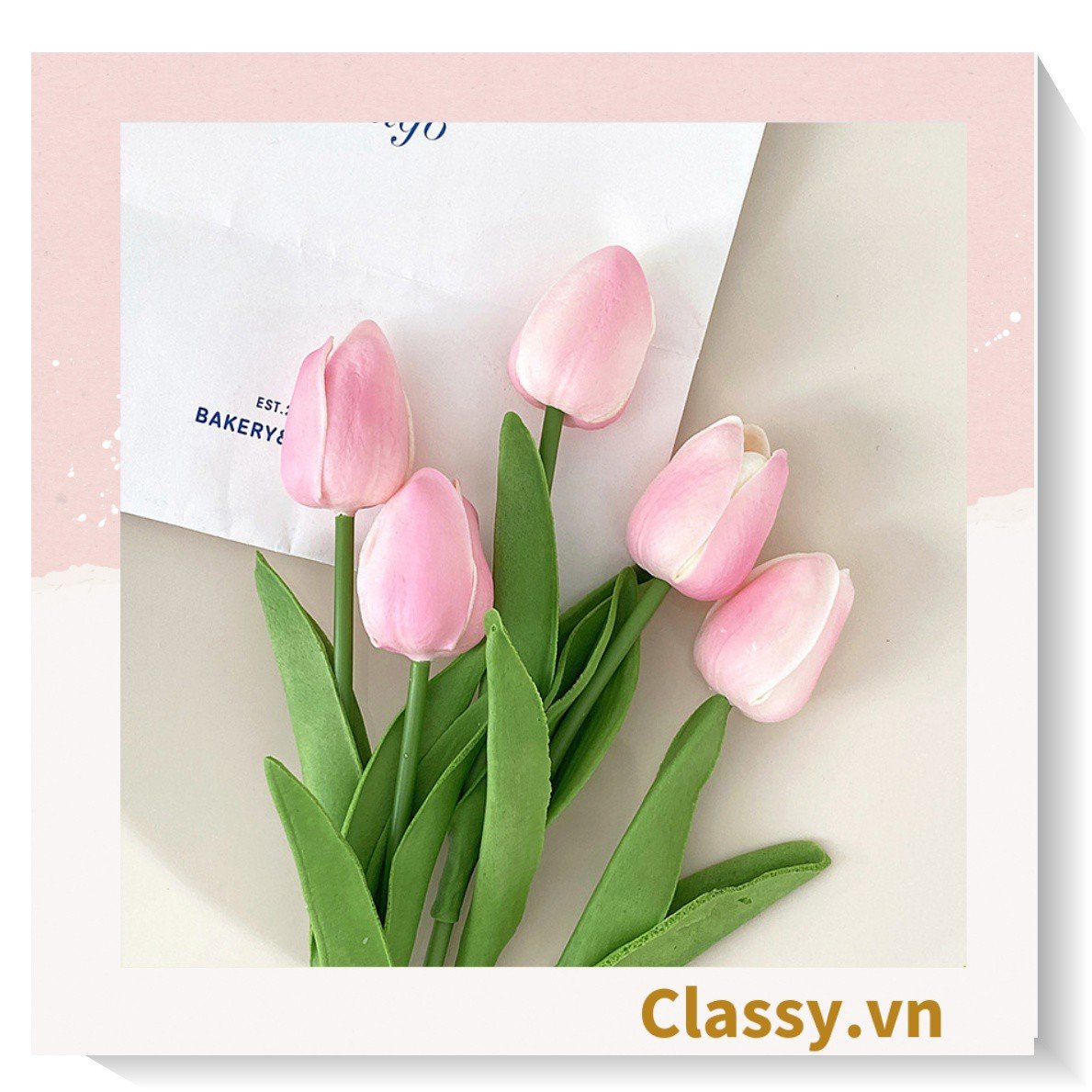 Classy 1 Bông tulip bằng vải, làm đạo cụ chụp hình, trang trí nhà cửa PK1474