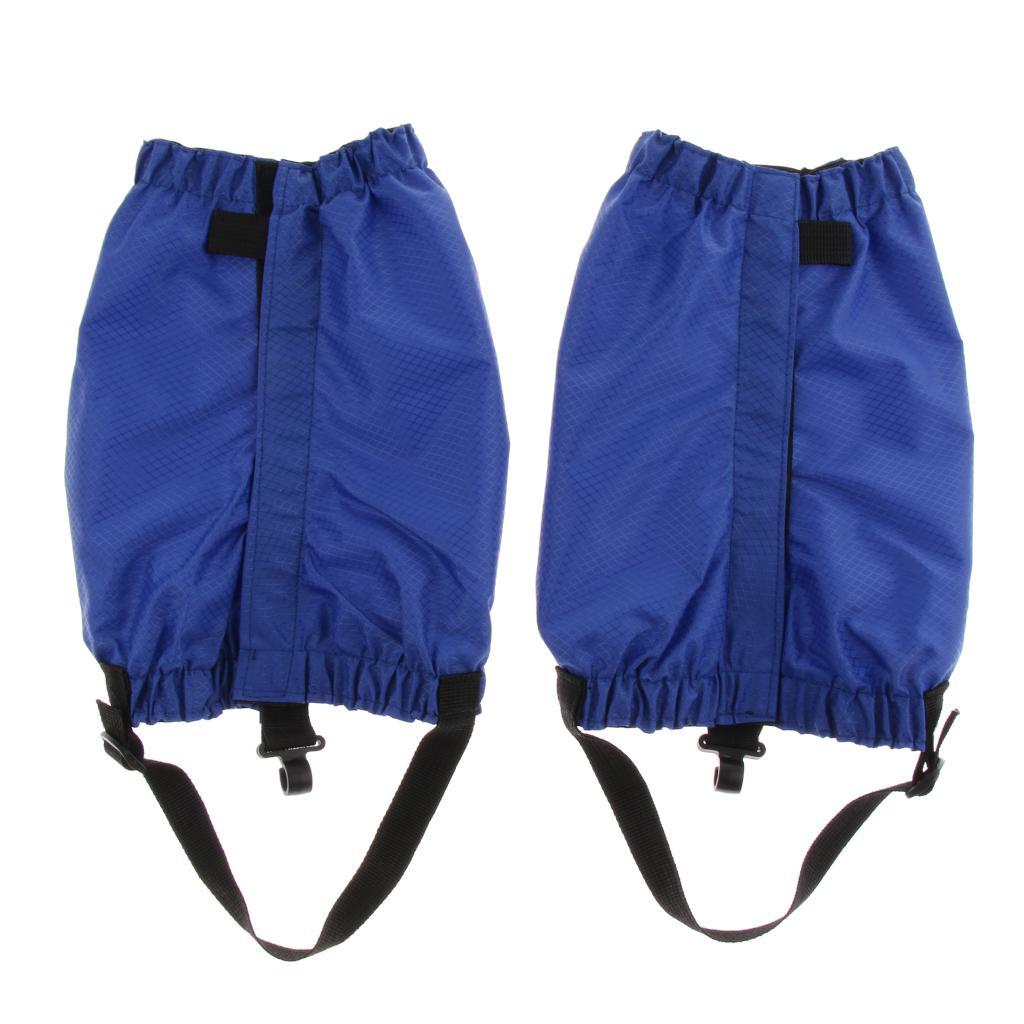 2x Outdoor Waterproof Ankle Walking Gaiters Boots Snow Leg Guard Black+Blue