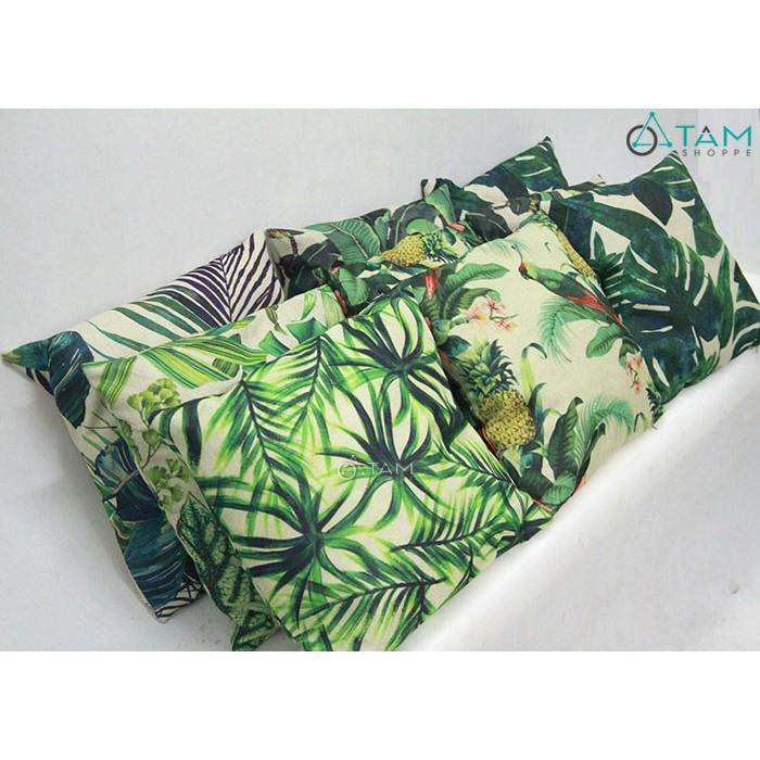 Vỏ gối vuông Canvas phong cách nhiệt đới Tropical