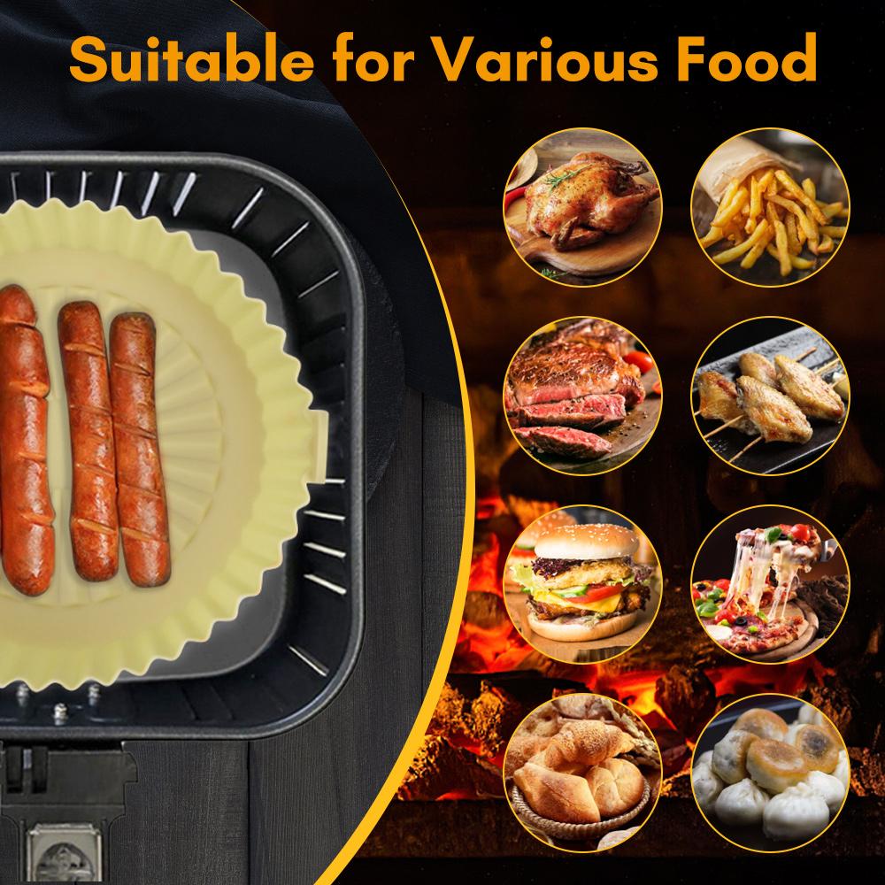 Tấm Lót Silicone Tròn Cho Nồi Chiên Không Dầu Có Thể Tái Sử Dụng Dễ Dàng Làm Sạch