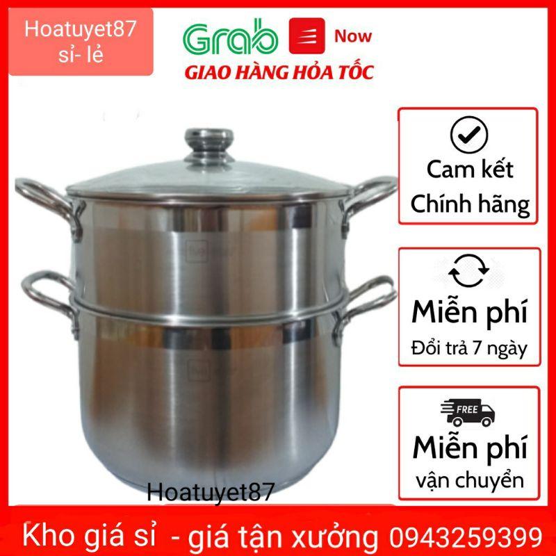 Bộ nồi - xửng hấp 2 tầng inox 304 hàng 3 đáy size 28/30/32cm