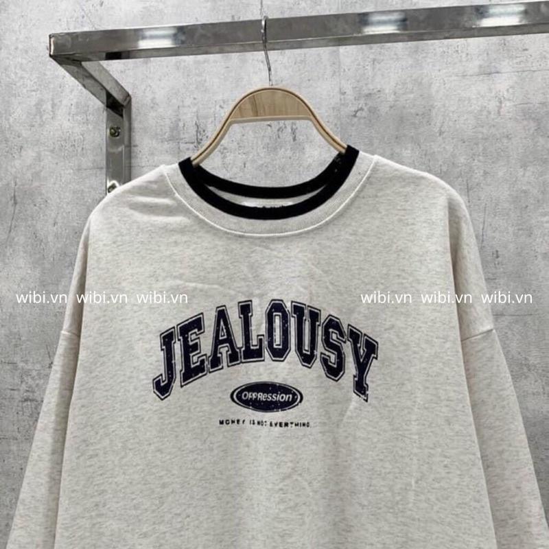 Áo sweater JEALOUSY màu xám Áo sweater nỉ ngoại dày mịn