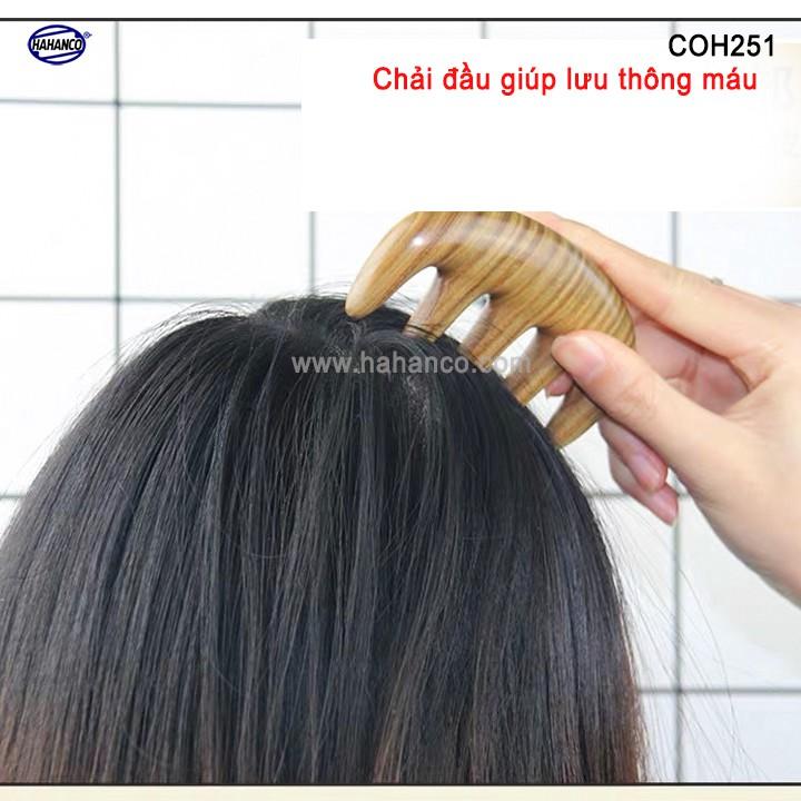 Lược gỗ Bách Xanh 5 răng massa đầu (Size: S -10cm) COH251 - Giúp lưu thông khí huyết đả thông kinh mạch - Chăm sóc tóc