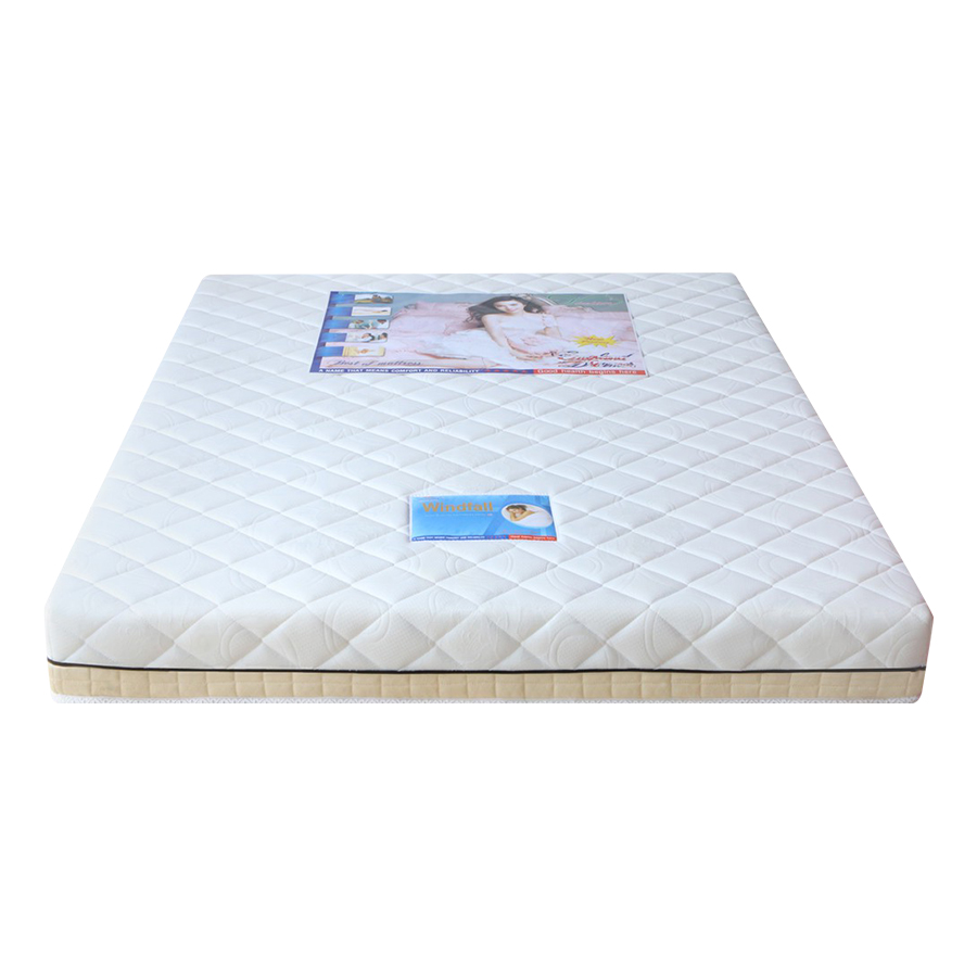 Nệm Cao Su Nhân Tạo 1 Viền Winfall Super Vivian (1.6 x 2.0 x 0.2 m) - Màu Trắng Chần Họa Tiết Ngẫu Nhiên