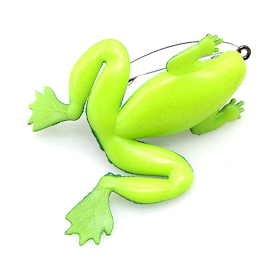 5pcs Frog Fishing Lures Soft Topwater Frog Crankbait with Hook Green