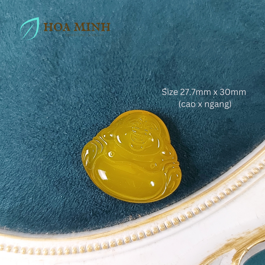Mặt dây chuyền kiểu ngài Di Lặc đá Mã Não A size 27x30mm hoan hỉ phong thuỷ tài lộc