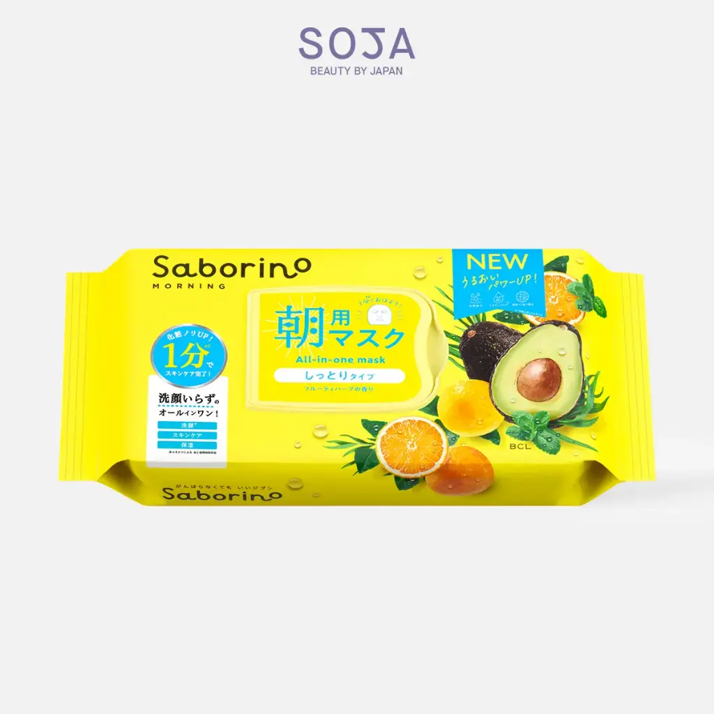Mặt Nạ Dưỡng Ẩm Buổi Sáng Hương Trái Cây Saborino Morning Facial Sheet Mask 304g (Gói 32 Miếng)