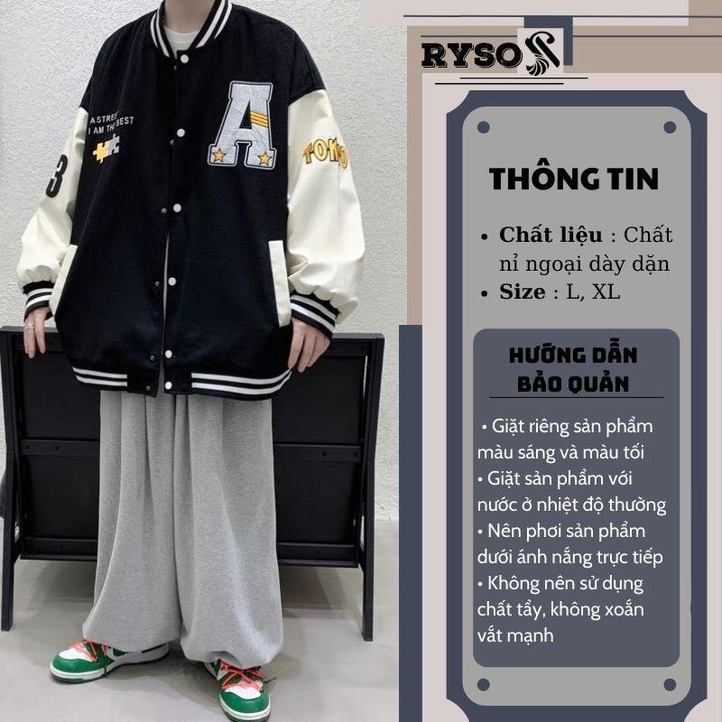 Áo khoác bóng chày thêu chữ A form rộng thoải mái chất nỉ cao cấp,Áo bóng chày Form rộng chất liệu kaki 2 lớp dày dặn, mặc đi học, đi chơi