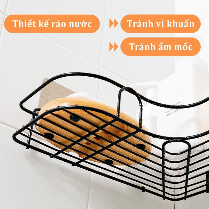Kệ Dán Góc Tường Tam Giác Đựng Đồ Nhà Tắm, Nhà Bếp Kim Loại - Hàng Loại 1