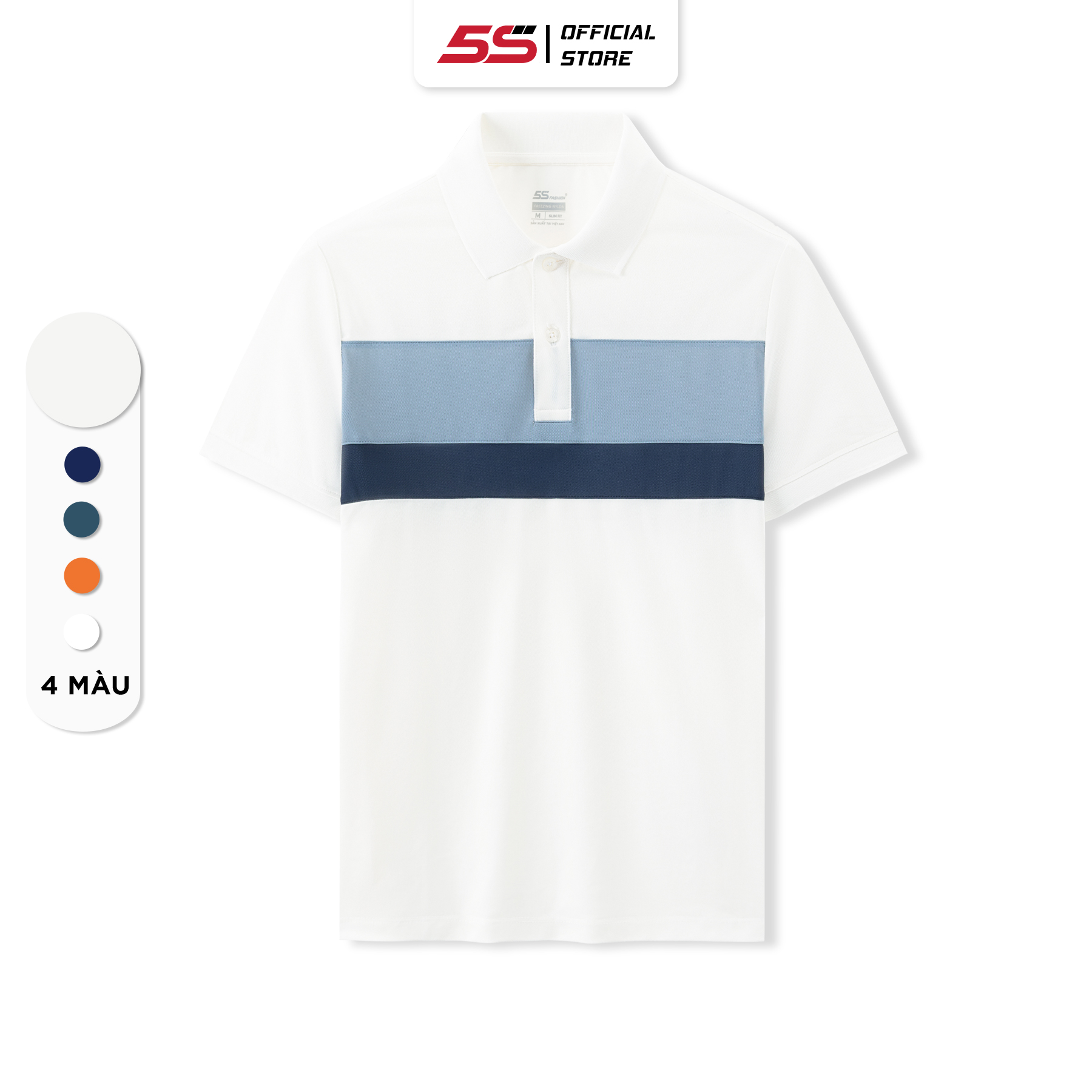 Áo Polo Nam 5S FASHION, Chất Freezing Làm Mát, Thiết Kế Sọc Ngang Trẻ Trung, Lịch Lãm, Phom Dáng Ôm Vừa Vặn