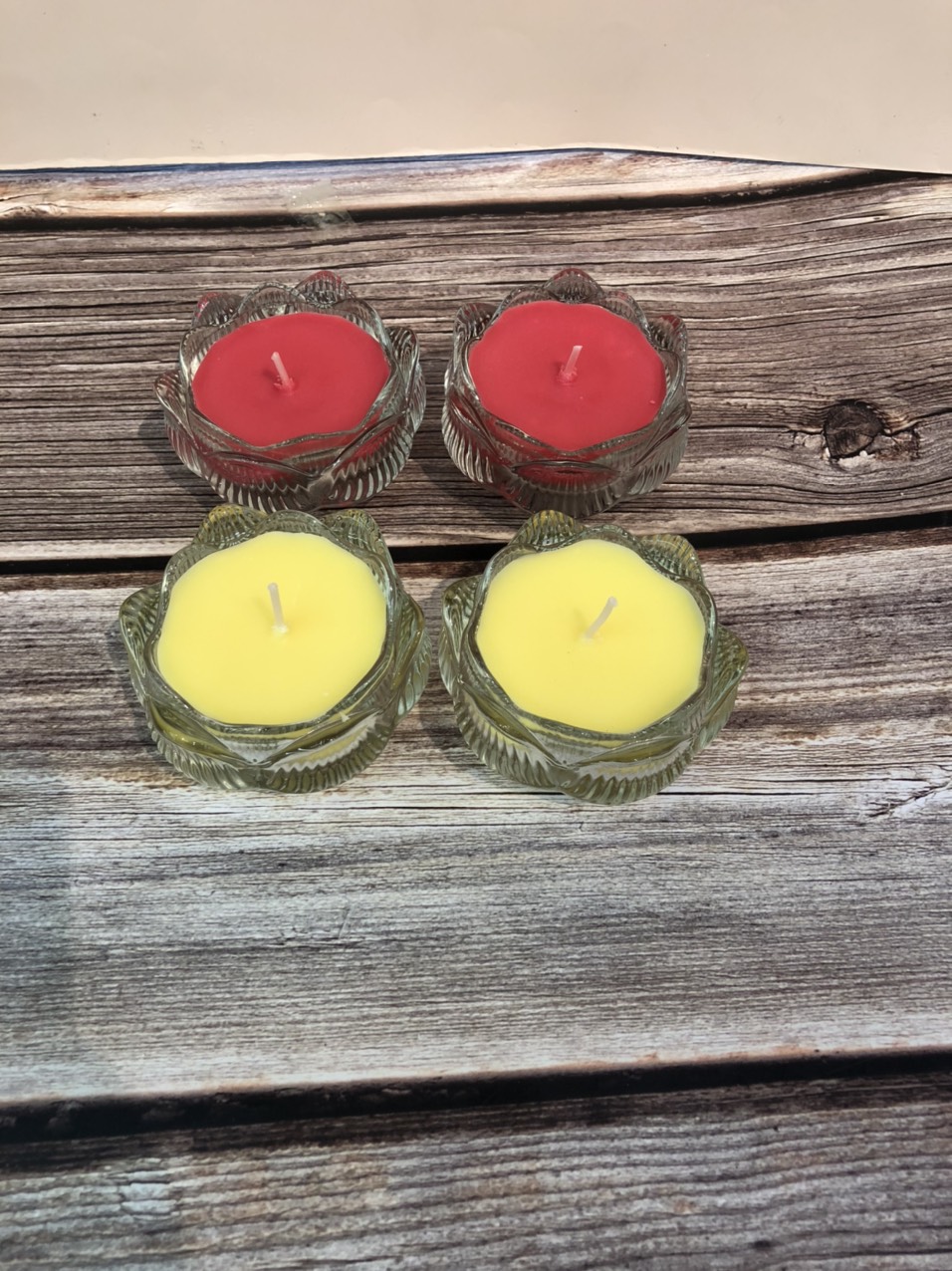 Combo 2 đôi nến sen bơ thực vật đế bằng