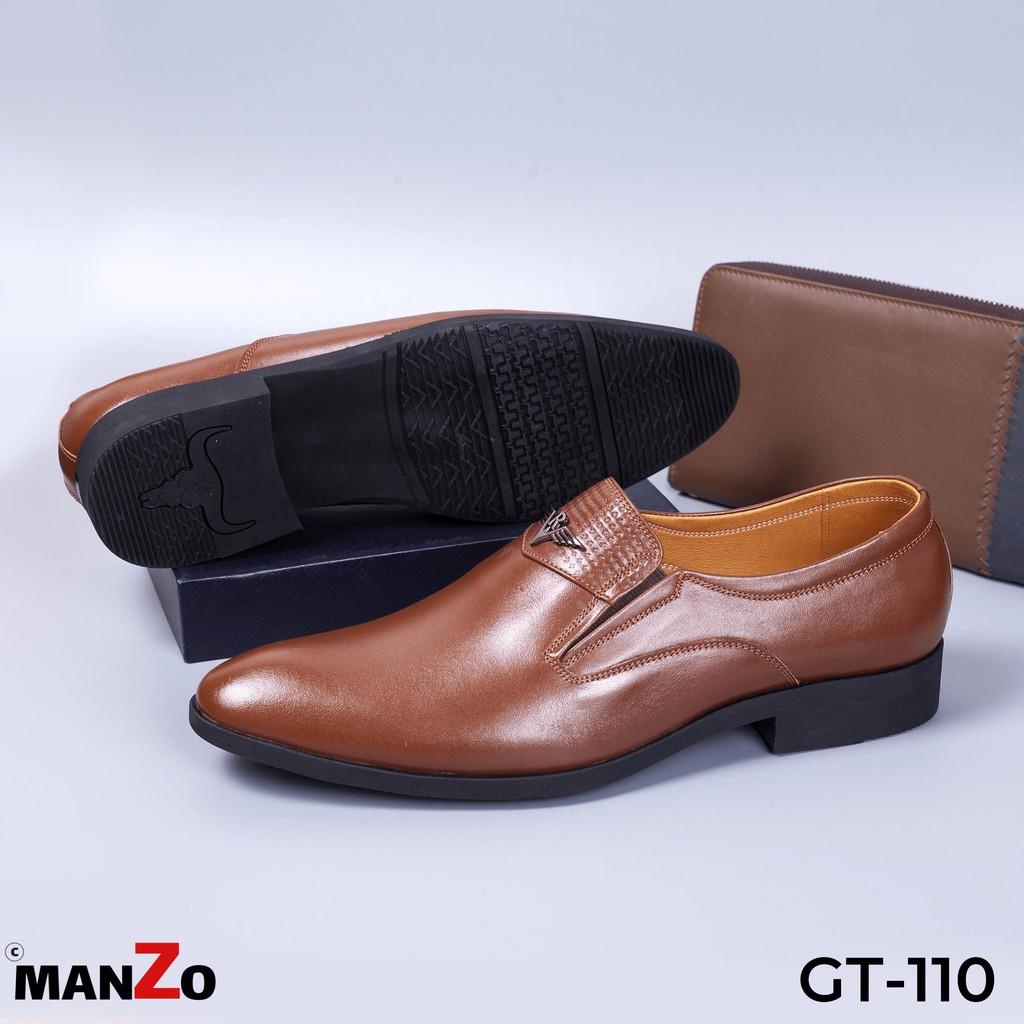 Đen và nâu - Giày Công sở tăng chiều cao da bò thật – Manzo store – GT101