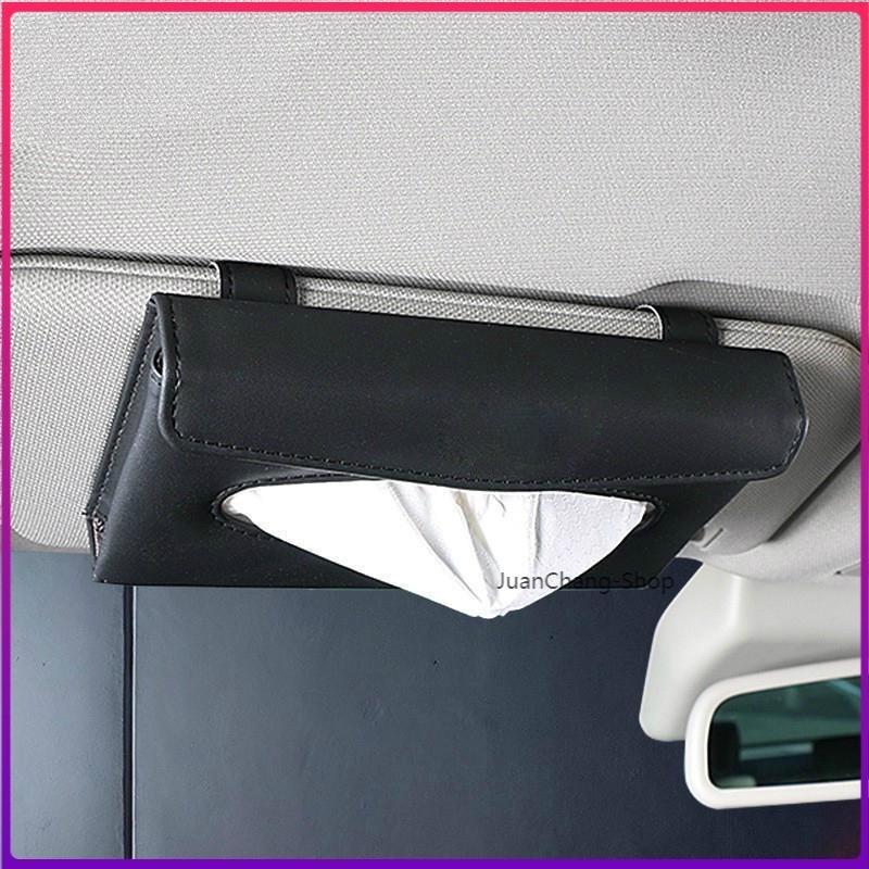 1 Bộ Hộp Đựng Khăn Giấy Bằng Da Pu Gắn Tấm Che Nắng Xe Hơi