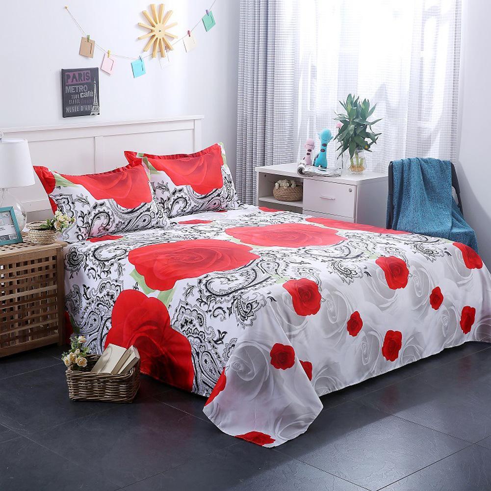 3 Tấm Bộ 3D In Hình Polyester Chăn Ga Gối Đệm Thiết Kế Hoa Chăn Ga Gối Phẳng 1 Cái Tờ: 230*230Cm, 2psc Vỏ Gối Nằm: 50*70Cm