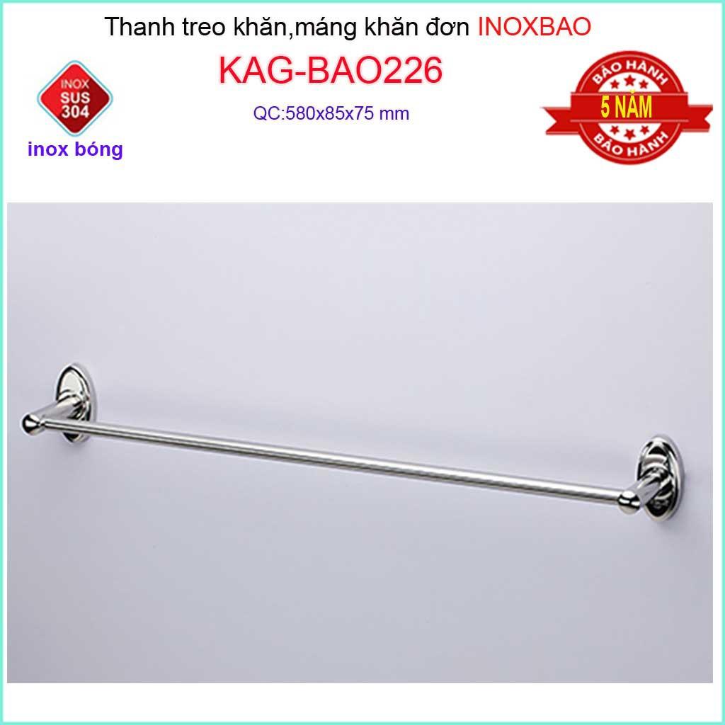 Thanh treo khăn inox Bảo KAG-BAO226, vắt khăn nhà tắm SUS304 sáng bóng cao cấp siêu bền tiện dụng