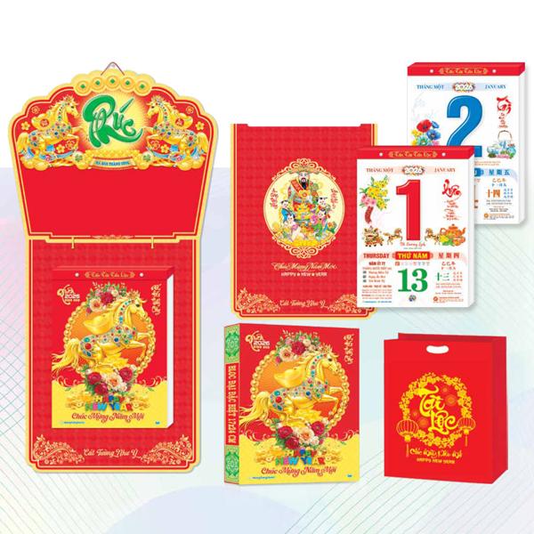 Lịch Bloc Đại Đặc Biệt - Chủ Đề Trà &amp; Thư Pháp - Mã Đáo Thành Công - Hương Trang HT11