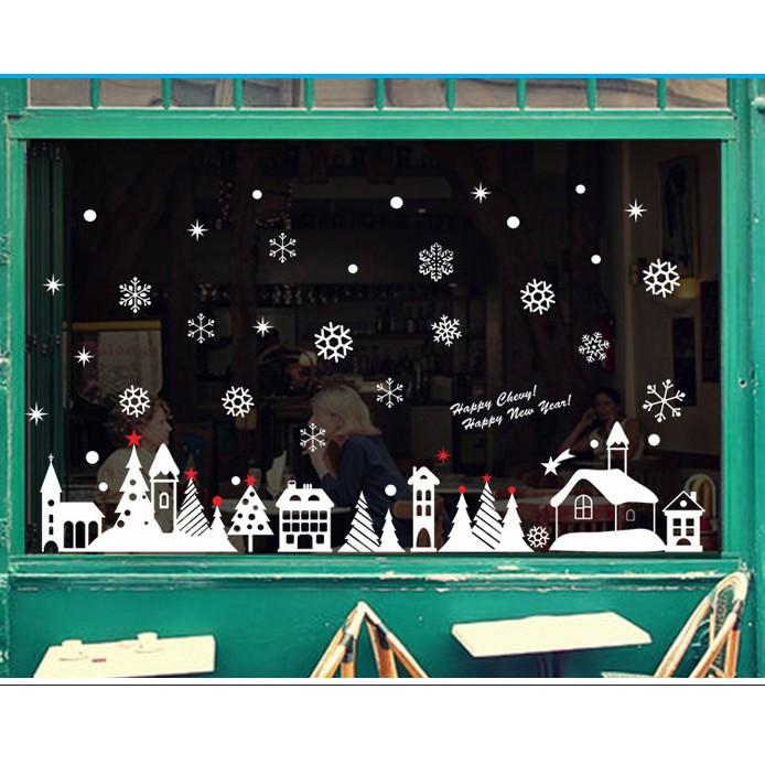 Decal trang trí noel thành phố tuyết