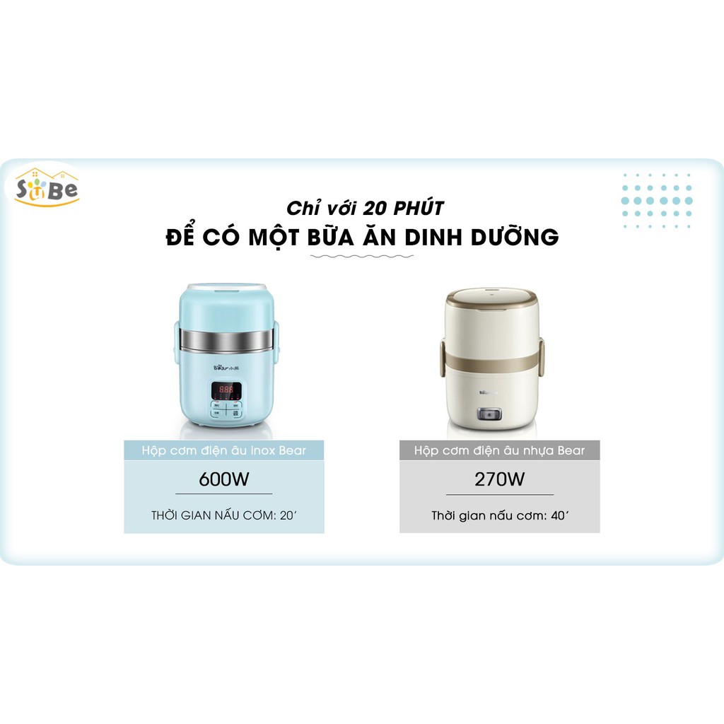 Hộp Cơm Điện Giữ Nhiệt Và Nấu Chín BEAR DFH-B20J1 2 Tầng Dung Tích 2 Lít Công Suất 600 W - Hàng Nhập Khẩu